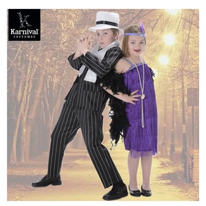 Gangster d'Halloween pour enfants pour le <span class=keywords><strong>costume</strong></span> de patron Cool <span class=keywords><strong>costume</strong></span> rayé noir blanc pour le jeu de rôle des garçons vente entière - Product Image 1