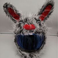 Housse de casque de moto en peluche lapin Halloween, accessoire de dessin animé, style urbain, protection tendance horreur