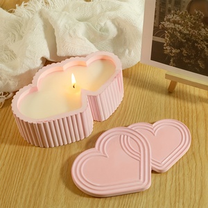 MUYULINS Concrete Candle Holder DIY Cement Plaster Valentine's Day Storage <b>Box</b> <b>Heart</b>-<b>Shaped</b> Silicone Mold - Product Image 4