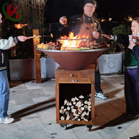 Barbecue Grill Bon Marché en Acier Corten 80 CM, Brasero Foyer Extérieur Portable à Charbon pour Jardin, Four de Cuisson BBQ