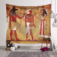 Tapisserie murale en polyester avec scène de temple hiéroglyphique dorée, décoration murale, impression HD, résistante à la décoloration, OEM ODM