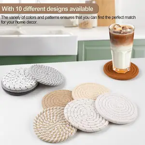 Coasters 47 Different Color 4.3inch Woven Cotton Coasters Absorbent Boho Coasters For Drinks Cup For Room Decor TLX0172