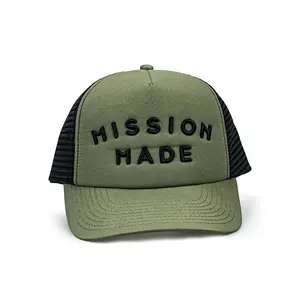 Custom High Quality Polyester Mesh Baseball Hat Foam Trucker Hat Green Mesh Baseball Hat