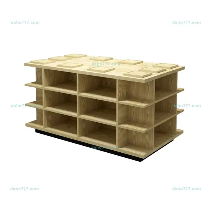 Commercial Wood Gondola Rack With 24 Shelves On Sale