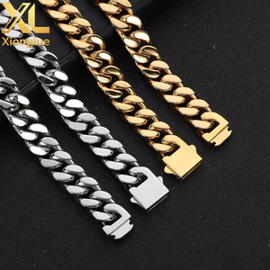 Pulsera de Cadena Cubana de Acero Inoxidable Chapada en Oro de 18k de 0.3m, Estilo Hip Hop, Unisex, Venta al por Mayor, 6mm 8mm 10mm 12mm 16mm - Product Image 5