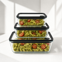 Boîte à lunch empilable en verre borosilicate de qualité alimentaire, sans BPA, avec couvercles hermétiques, résistante au four, pour le stockage des aliments