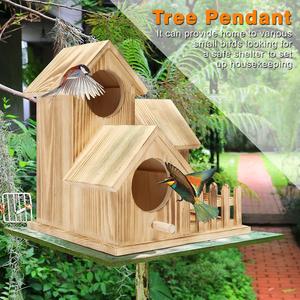 Ensemble de maison d'oiseau en bois à motif solide pour enfants Peinture et décoration Arts et artisanat - Product Image 2