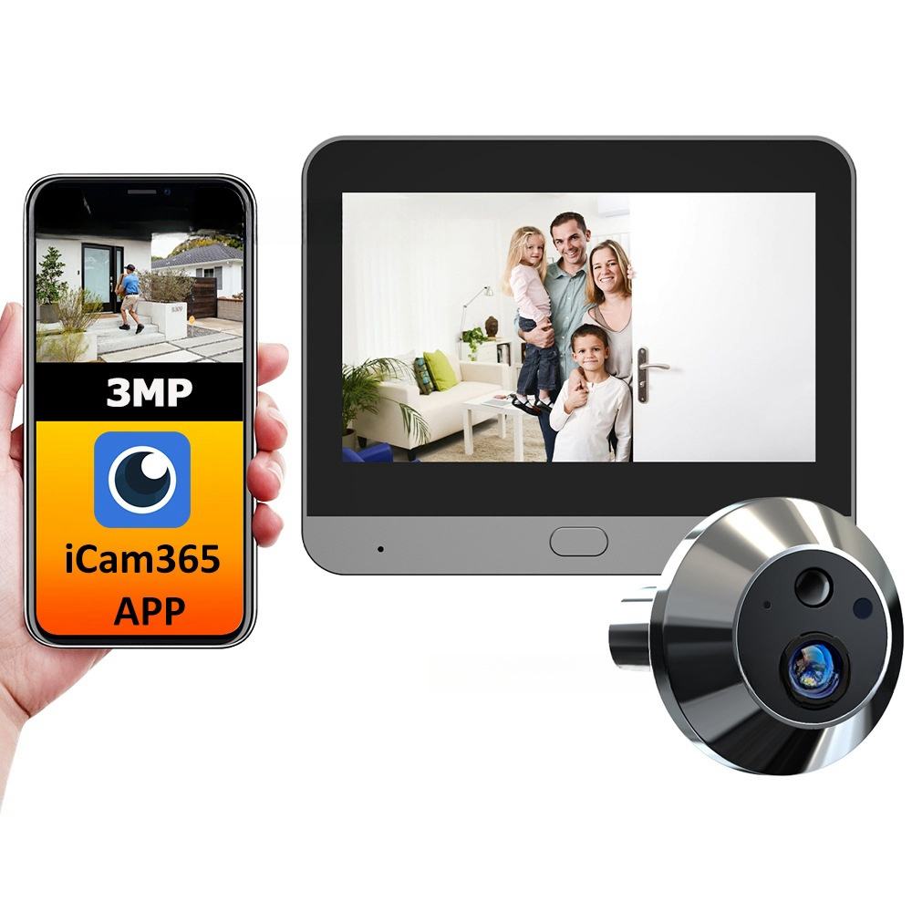 Mini Smart Life Tuya 3MP Wifi Door Peephole Eye Camera