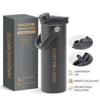 Bouteille d'eau isotherme personnalisable avec logo, en acier inoxydable à double paroi, sans BPA, 530 ml, avec couvercle 2-en-1 (paille et ouverture large) pour le bureau
