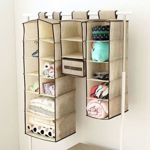 Dual-Tier Eco-Friendly <b>Fabric</b> Hanging Closet Organizer <b>Storage</b> Bags Foldable Multifunction Sewing Design Clothing Living Room - Product Image 5