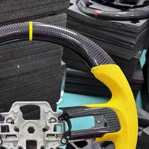 Volante de Cuero Perforado Amarillo con Fibra de Carbono Real para <span class=keywords><strong>Ford</strong></span> Mustang <span class=keywords><strong>Shelby</strong></span> GT500 S550 2015-2023 con Caja de Botones - Product Image 4