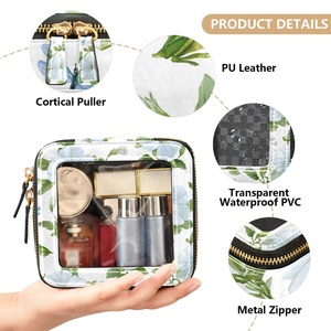 Bolsa de Maquillaje Transparente de Viaje con Diseño Personalizado de Flores de Puakenikeni y Azalea Azul de Hawái - Product Image 5