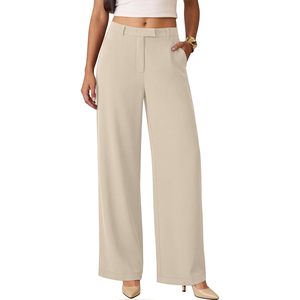 Pantalon large pour femme, taille haute, coupe ample, décontracté, pour le travail ou le bureau, infroissable - Product Image 1