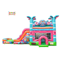 Château gonflable Tiki Slide de qualité commerciale, vérifié en usine, avec toboggan et zone de saut combinées