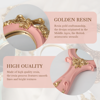 Luxe Européen Portable Ovale En Relief Rose Voyage Princesse Métal Cosmétique De Poche Maquillage Vintage Main Miroirs Avec Poignée
