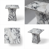 Table console de luxe en marbre blanc, moderne, carrée, brillante, imitation pierre, meubles de salon pour villa, hôtel, personnalisable