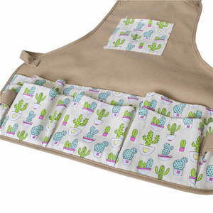 Delantal con estampado de cactus, delantal con múltiples bolsillos para jardinería y barbacoa, uso diario con diseño de dibujos animados - Product Image 4