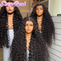 Perruque brésilienne naturelle en cheveux humains vierges, bouclée profonde, indienne, 13x6, sans colle, avec dentelle frontale HD complète