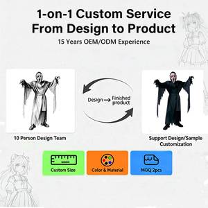 Costume d'infirmière sexy zombie pour Halloween, robe gothique victorienne à col rond, coupe ajustée, manches longues, pour cosplay adulte - Product Image 4