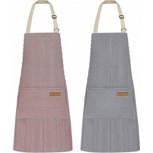 <b>Aprons</b> <b>Kitchen</b> Cooking <b>Aprons</b>, Adjustable Bib Soft Chef <b>Apron</b> With 2 Pockets for Men Women (Black/Brown Stripes) - Product Image 1