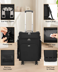 Maleta de Maquillaje con Ruedas <span class=keywords><strong>2</strong></span> en 1 Relavel, Bolsa de Estilista, Organizador de Almacenamiento para Maquilladores, Maleta con Ruedas Giratorias de 360° °   Ruedas Giratorias - Product Image 6