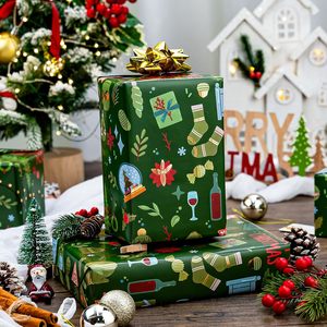 Green Christmas Wrapping Paper 17 In X 32.8 Ft Eco-Friendly Gift Craft Paper For Holiday Xmas Occasions - Product Image 2