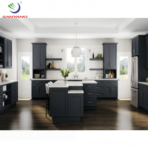 Nouveauté <span class=keywords><strong>Graphite</strong></span> Shaker Style B12 RTA Armoires de cuisine avec base en bois massif Armoire de cuisine à bas prix Usine - Product Image 2