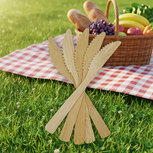 Coltelli in Bambù Organico Reale a Prezzo Molto Scontato, Qualità Alimentare, Design con Impugnatura Confortevole, Coltello in Bambù Usa e Getta per Bambini - Product Image 4