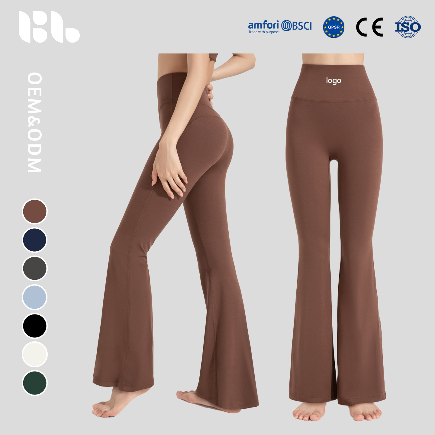 Antibacterial Yoga Flare Pants Women's High Waist Butt Lifting Wide Leg Sports Slim Flare Fitness Trousers