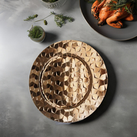 Assiettes rondes en plastique dorées à vendre, 13 pouces, style classique, pour la décoration de table de mariage et de fête, approvisionnement en vrac