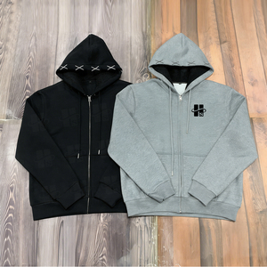 Sudadera con capucha clásica personalizada para hombre, de algodón 100% de alto gramaje, forro polar cepillado, hombros caídos, color liso, con cremallera completa - Product Image 6