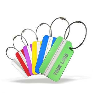 Etiqueta de Equipaje de Aluminio Metálico con Logotipo Grabado por Láser Personalizado, Etiqueta de Nombre para Equipaje de Viaje con Logotipo Impreso Personalizado y Bucle de Alambre - Product Image 2