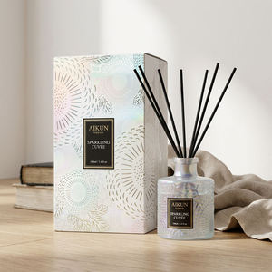 Difusor de Aromas Aikun Iridiscente Esmerilado de 100 ml, con Varillas de Fibra Negra, Caja de Regalo Floral, Logotipo Personalizado, OEM ODM - Product Image 1