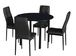 Giá rẻ vòng màu đen kính hàng đầu kim loại chân đồ nội thất bàn ăn đặt 4 ghế để bán - Product Image 5