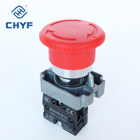 Botón Pulsador de Emergencia Rotatorio Rojo de Plástico (Serie XB2, XB2 BD21) 220V para Arranque y Parada