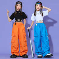 Costumes de danse jazz pour filles, vêtements de danse à haut court, vêtements de performance de danse de rue hip-hop pour enfants