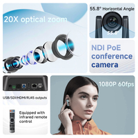 Cámara PTZ para Conferencias con Monitoreo en Tiempo Real, Zoom 20X, NDI, POE, Seguimiento por IA y Controlador de Joystick 4D, Pantalla LCE para Transmisión