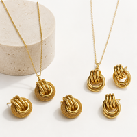 Ensemble de bijoux en acier inoxydable 316L et or 18 carats, motif popcorn granulé, texture anneaux entrelacés, pour femme, personnalisable OEM