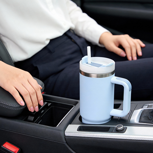 Laser Engraved 30oz Tumbler <b>with</b> Handle Customized Cupholder Travel Mug Vacuum Insulated Car Cup <b>with</b> Lid and <b>Straw</b> - Product Image 6