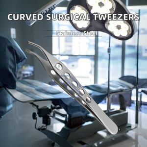 Pinzas Adson Brown Dentales Curvas con Orificios, Portaagujas Quirúrgico para Dedo Pulgar, Juego de Instrumentos de Acero Inoxidable CE Manual - Product Image 2