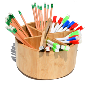 High Quality Wooden Round Pencil Holder Office Rotating Storage Holder Bamboo Rotary Organizer for Desktop