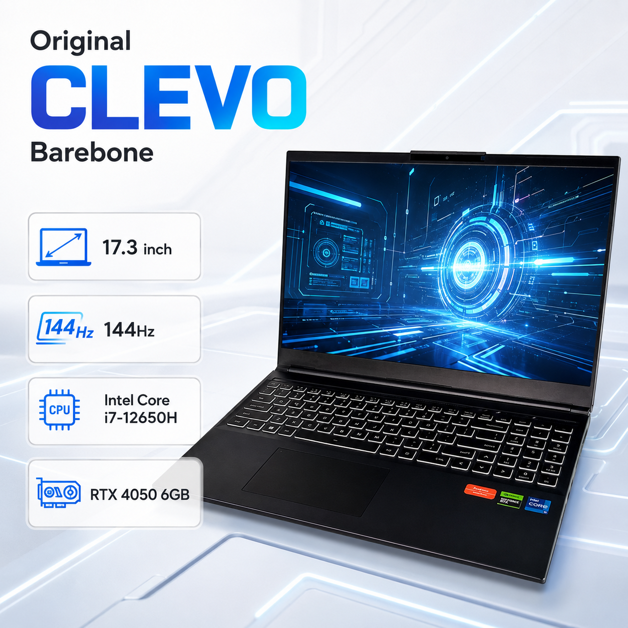 Original CLEVO Barebone Brand New <strong>17.3</strong> <strong>Inch</strong> 144HZ Intel Core I7 12650H 12th Gen RTX 4050 64GB RAM 1TB SSD Gaming <strong>Laptop</strong>