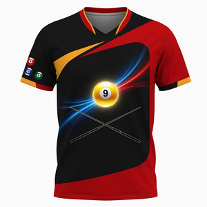 Camiseta Deportiva S.Q.F con Estampado 3D de Billar de 9 Bolas, Taco Cruzado Brillante en Negro y Rojo, Sublimación, Unisex, Verano, Informal, para Fiestas - Product Image 3