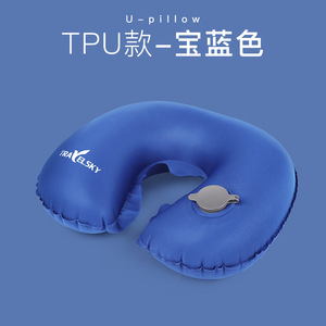 Travelsky <b>Inflatable</b> U-Shaped Neck Pillow Dark Gray TPU Material For Travel Flight Outdoor Use - Product Image 4