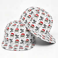 Gorra de Béisbol Unisex con Diseño Navideño de Santa Claus, Estilo Hiphop, 5 Paneles, Visera Plana, Cierre a Presión, Impresión Completa, Regalo de Navidad para Adultos