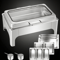 Plateau chauffant pour buffet 9L et 6L, chauffe-alcool en acier inoxydable, mode éco économe en énergie, 24 heures, pour usage hôtelier et petit-déjeuner