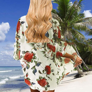 Private Label Senhoras Casual Impressão Chiffon Top Xaile Plus Size Beachwear Cover up das Mulheres - Product Image 4