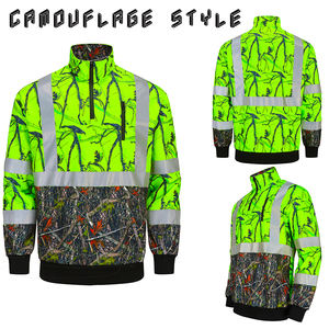 سترة عاكسة عالية الوضوح لعمال البناء، سترة دافئة من الفئة 3 بسحاب ربعي، بلوفر أمان من الصوف - Product Image 2