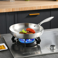Panci Penggorengan anti lengket 304, peralatan masak Stainless Steel 28cm model Korea, wajan penggorengan anti lengket untuk memancing