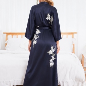 Nuevo Estilo, Talla Grande, Elegante Vestido <span class=keywords><strong>de</strong></span> Pijama <span class=keywords><strong>de</strong></span> Satén para Mujer, Bata <span class=keywords><strong>de</strong></span> Baño Ligera y Transpirable, Bata Larga Chic para Mujer, Camisones - Product Image 4